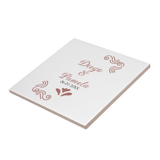 Terracotta schwarz rustikale spanisch Hochzeitspaa Fliese (Seite)