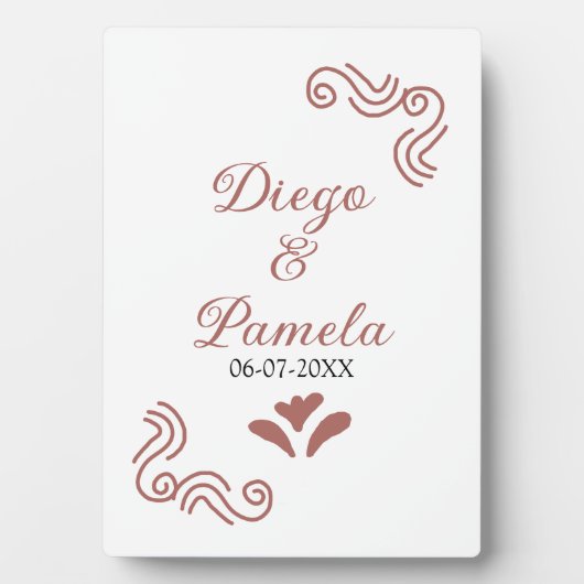 Terracotta schwarz rustikale spanisch Hochzeitspaa Fotoplatte (Vorderseite)