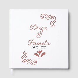 Terracotta schwarz rustikale spanisch Hochzeitspaa Gästebuch