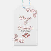 Terracotta schwarz rustikale spanisch Hochzeitspaa Geschenkanhänger (Rückseite)