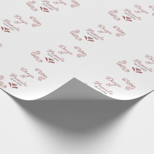 Terracotta schwarz rustikale spanisch Hochzeitspaa Geschenkpapier (Ecke)