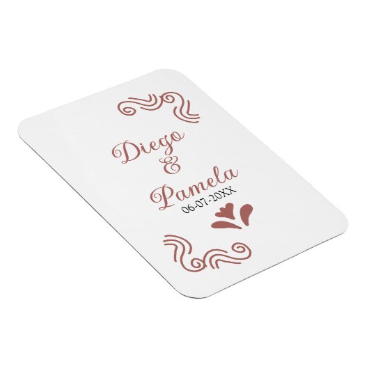 Terracotta schwarz rustikale spanisch Hochzeitspaa Magnet (Rechte Seite)