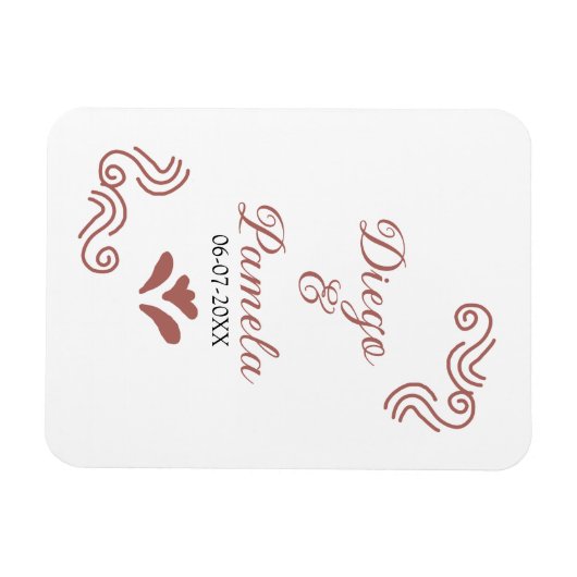 Terracotta schwarz rustikale spanisch Hochzeitspaa Magnet (Horizontal)