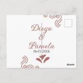 Terracotta schwarz rustikale spanisch Hochzeitspaa Postkarte (Rückseite)