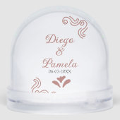 Terracotta schwarz rustikale spanisch Hochzeitspaa Schneekugeln (Rückseite)