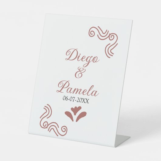 Terracotta schwarz rustikale spanisch Hochzeitspaa Sockelschild (Vorderseite)