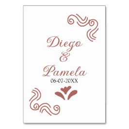 Terracotta schwarz rustikale spanisch Hochzeitspaa Tischnummer