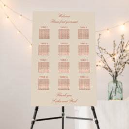 Terracotta Script 12 Table Wedding Seating Chart