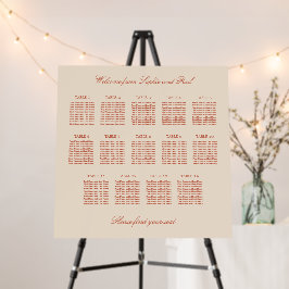 Terracotta Script 14 Table Wedding Seating Chart