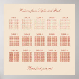 Terracotta Script 15 Table Wedding Seating Poster