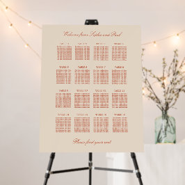 Terracotta Script 16 Table Wedding Seating Chart