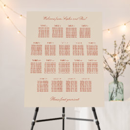 Terracotta Script 18 Table Wedding Seating Chart