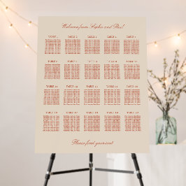 Terracotta Script 20 Table Wedding Seating Chart
