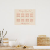 Terracotta Script 8 Table Wedding Poster (Küche)