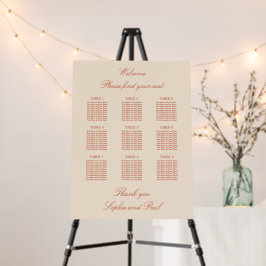 Terracotta Script 9 Table Wedding Chart