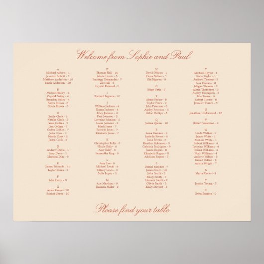 Terracotta Script Alphabetisches Plakat (Vorne)