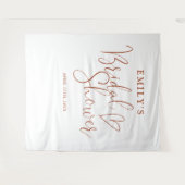 Terracotta Script Brautparty Foto Hintergrund Wandteppich (Vorderseite (Horizontal))