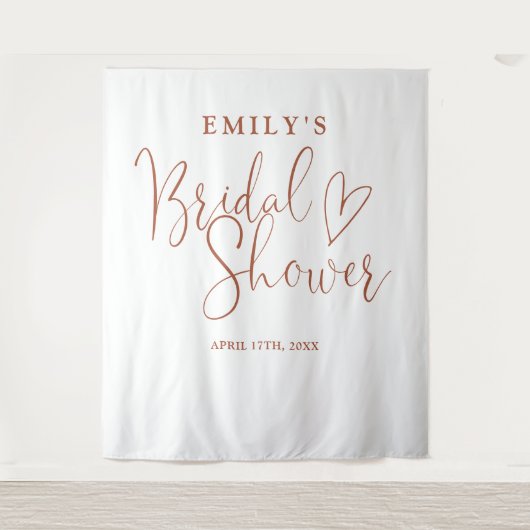 Terracotta Script Brautparty Foto Hintergrund Wandteppich (Vorderseite)