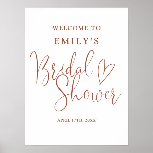 Terracotta Script Brautparty Willkommenszeichen Poster (Vorne)