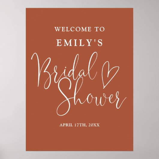 Terracotta Script Brautparty Willkommenszeichen Poster (Vorne)