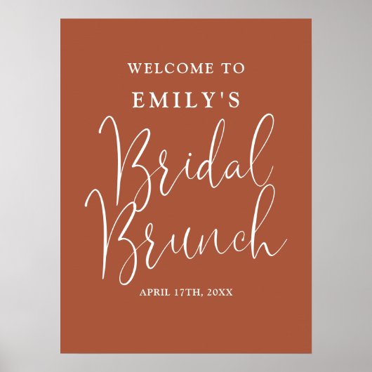 Terracotta Script Bridal Brunch Begrüßungszeichen Poster (Vorne)