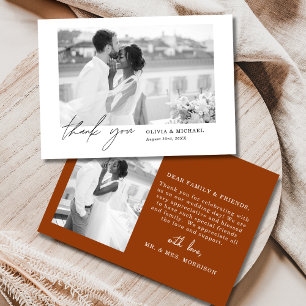 Terracotta Script Foto Wedding Danke Karte
