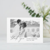 Terracotta Script Foto Wedding Danke Karte (Stehend Vorderseite)