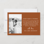 Terracotta Script Foto Wedding Danke Karte (Rückseite)