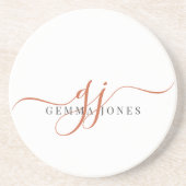 Terracotta Script Initials Monogram Minimalistisch Getränkeuntersetzer (Vorne)
