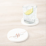 Terracotta Script Initials Monogram Minimalistisch Getränkeuntersetzer<br><div class="desc">Eine schicke, moderne, stilvolle Terracotta-Schrift initialisiert Monogramm, mit einem dramatischen Skript, das mit Swashes beginnt und Ihren vollen Namen in einem modernen Serifentyp, </div>