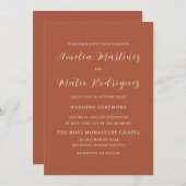 Terracotta Script Modern Wedding Einladung (Vorne/Hinten)