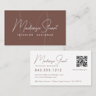 Terracotta Script QR Code Modernes Elegantes Desig Visitenkarte