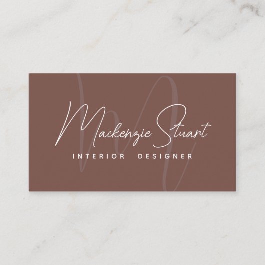 Terracotta Script QR Code Modernes Elegantes Desig Visitenkarte (Vorderseite)