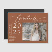 Terracotta Script School Graduate Foto Magnet (Vorne/Hinten)