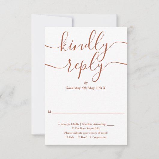 Terracotta Script String Lights Wedding RSVP Karte (Vorderseite)