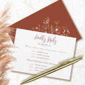 Terracotta Script Typografy Floral Wedding RSVP