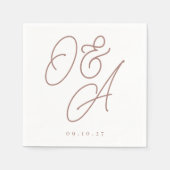Terracotta | Script Watermark Monogram Wedding Serviette (Vorderseite)