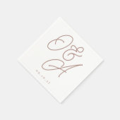 Terracotta | Script Watermark Monogram Wedding Serviette (Ecke)