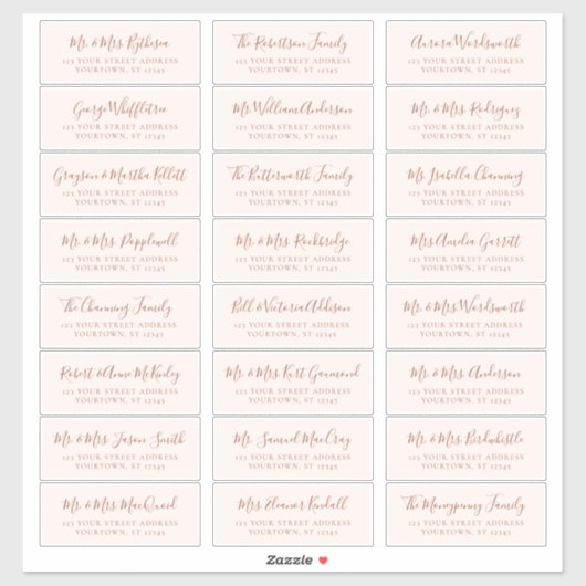 Terracotta Script Wedding Guest Address Labels (Blatt)