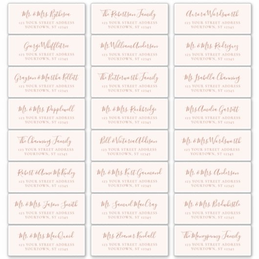Terracotta Script Wedding Guest Address Labels (Vorderseite)