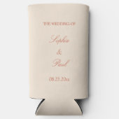 Terracotta Script Wedding Seltzer Can Cooler Selters Dosenkühler (Vorderseite)