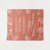 Terracotta Sea You Soon Beach Baby Shower Backdrop Wandteppich (Vorderseite (Horizontal))