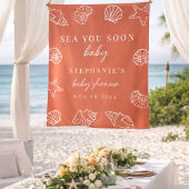 Terracotta Sea You Soon Beach Baby Shower Backdrop Wandteppich