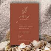 Terracotta Seashell Beach Hochzeit in Urlaubsort RSVP Karte