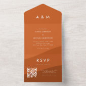 Terracotta Shades Boho Waves Qr Code Website Brown All In One Einladung (Innen Boden)