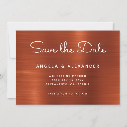 Terracotta Shimmer Ombre Wedding Save The Date (Vorderseite)