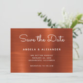 Terracotta Shimmer Ombre Wedding Save The Date (Stehend Vorderseite)