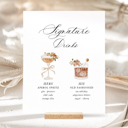 Terracotta Signature Drinks Wedding Sockelschild