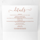 Terracotta Signature Script-Foto Hochzeit Dreifach Gefaltete Einladung (Innen Erste Seite)