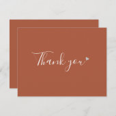 Terracotta Silver Heart Chic Script Business Dankeskarte (Vorne/Hinten)